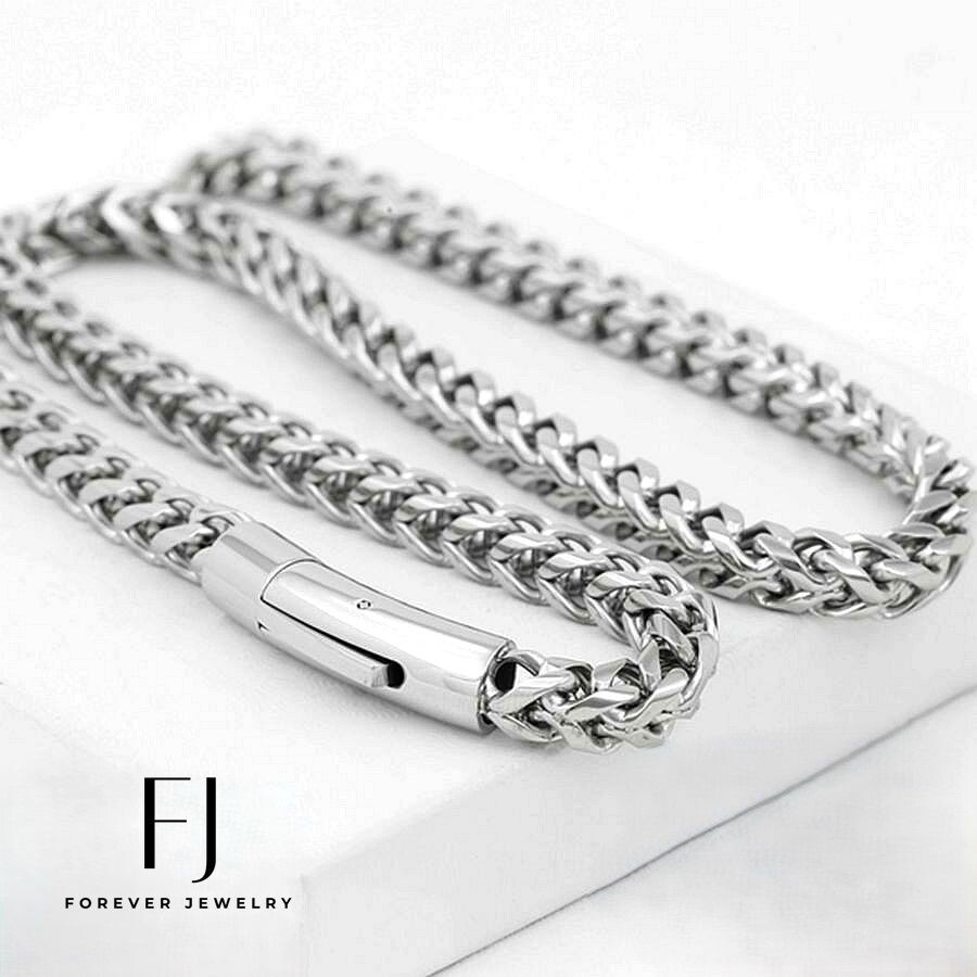 Men’s 20″ Franco Chain Necklace 6mm Stainless Steel Smooth High Polish,Box