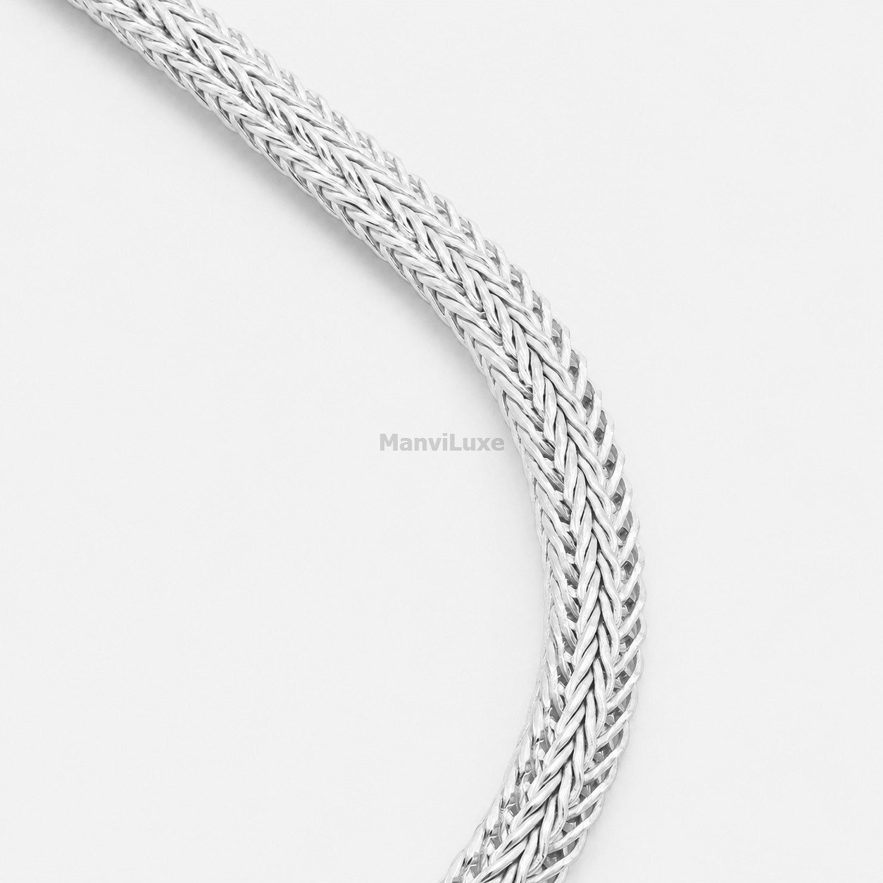 20″ Silver Bonded Woven Chain for Women | 4x2mm Heavy Duty Braided Franco Chain