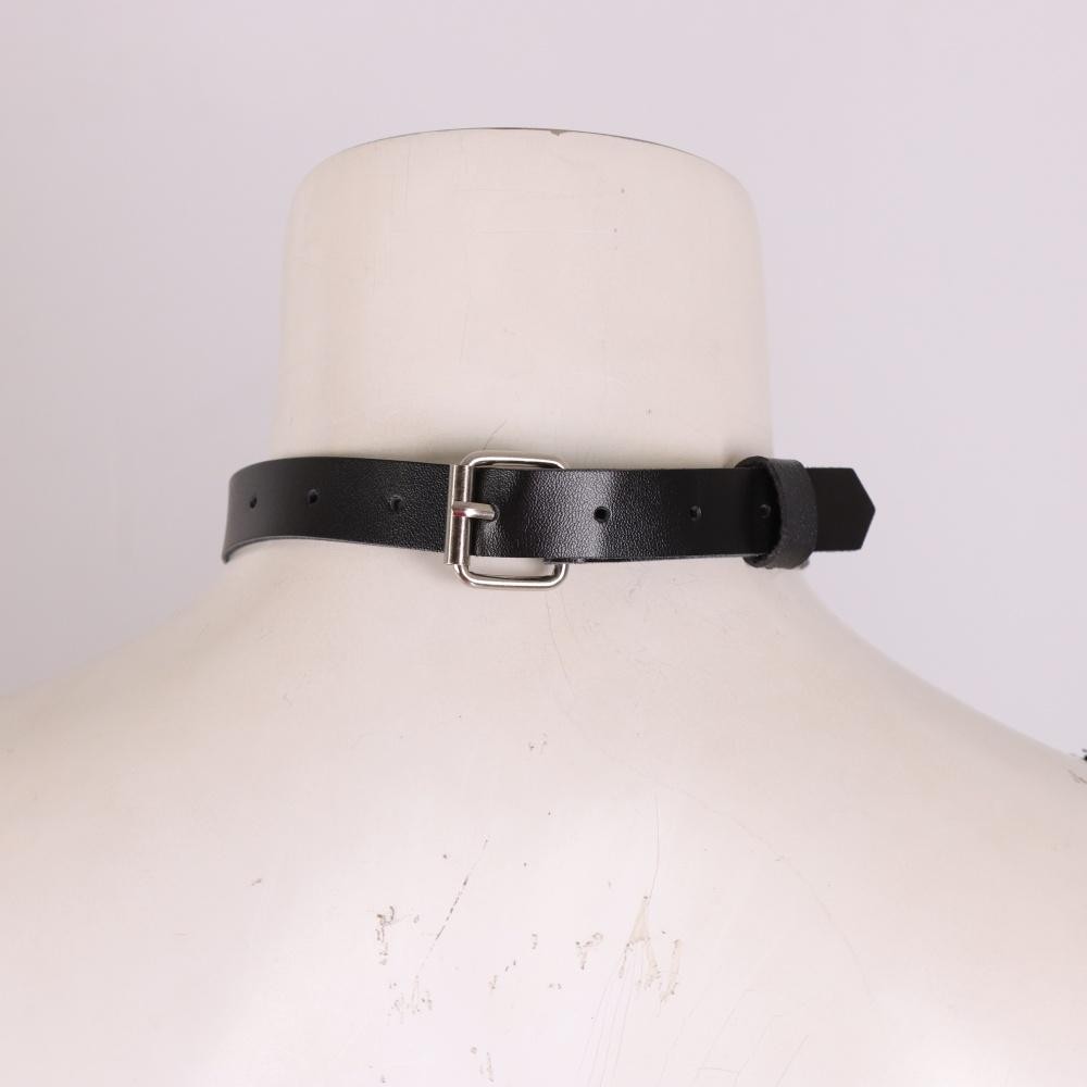 Gothic Faux Leather Choker Necklace, Adjustable, Party Festival Elegant Style