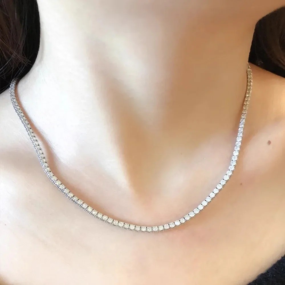 Tennis necklace white Gold Filled Round cut 2/2.5/3mm zircon Cz