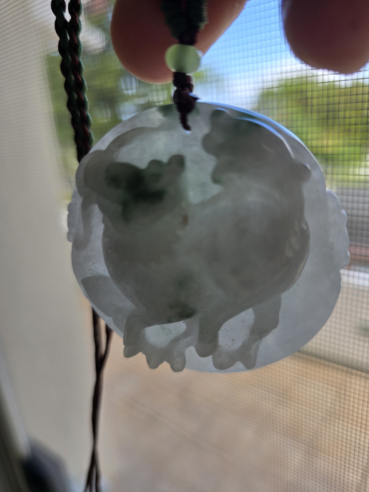 Natural A grade Carve jade Jadeite Pendant Chinese Kylin, Qilin or Kirin (麒麟)