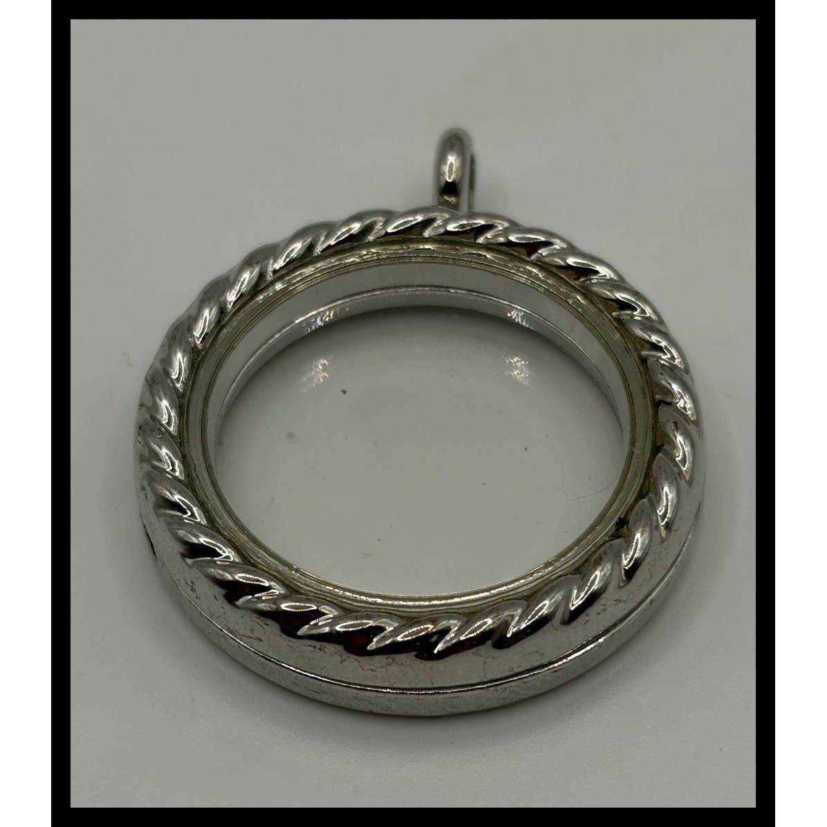 Origami Owl Living Locket Pendant Womens Silver Rope Twist Floating Charm