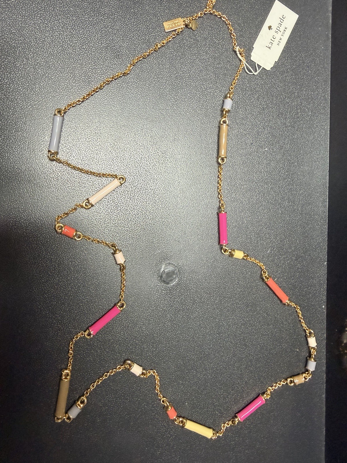 Kate Spade NY Gold Multi-Color ‘Bar None’ Scatter Necklace 32″ Station Chain