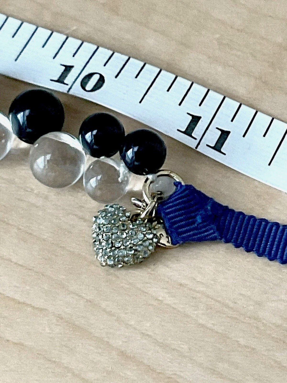 J CREW Bauble Necklace/ Ties In Back/ Blue And Clear Colors