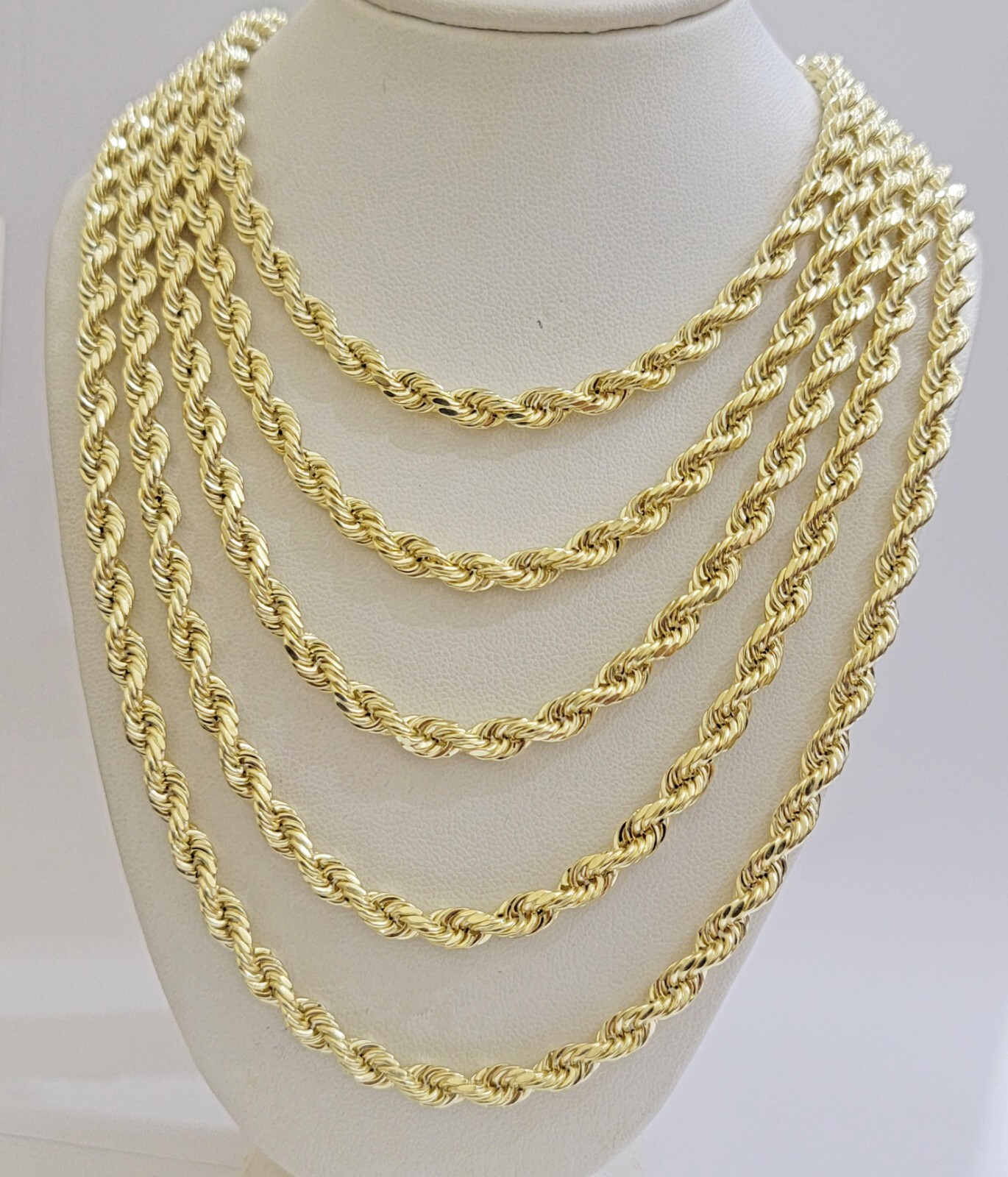 Real 14k Yellow Gold Rope chain necklace 2.5mm 3mm 4mm 5mm 18-26 Inch Men women.