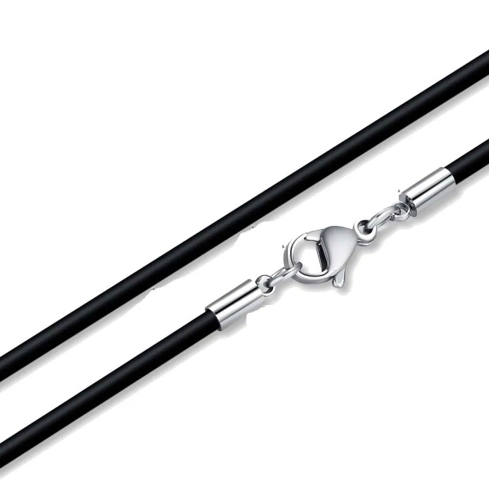 Black Leather Braided Rope Chain Necklace Cord Stainless Steel Clasp DIY Craft