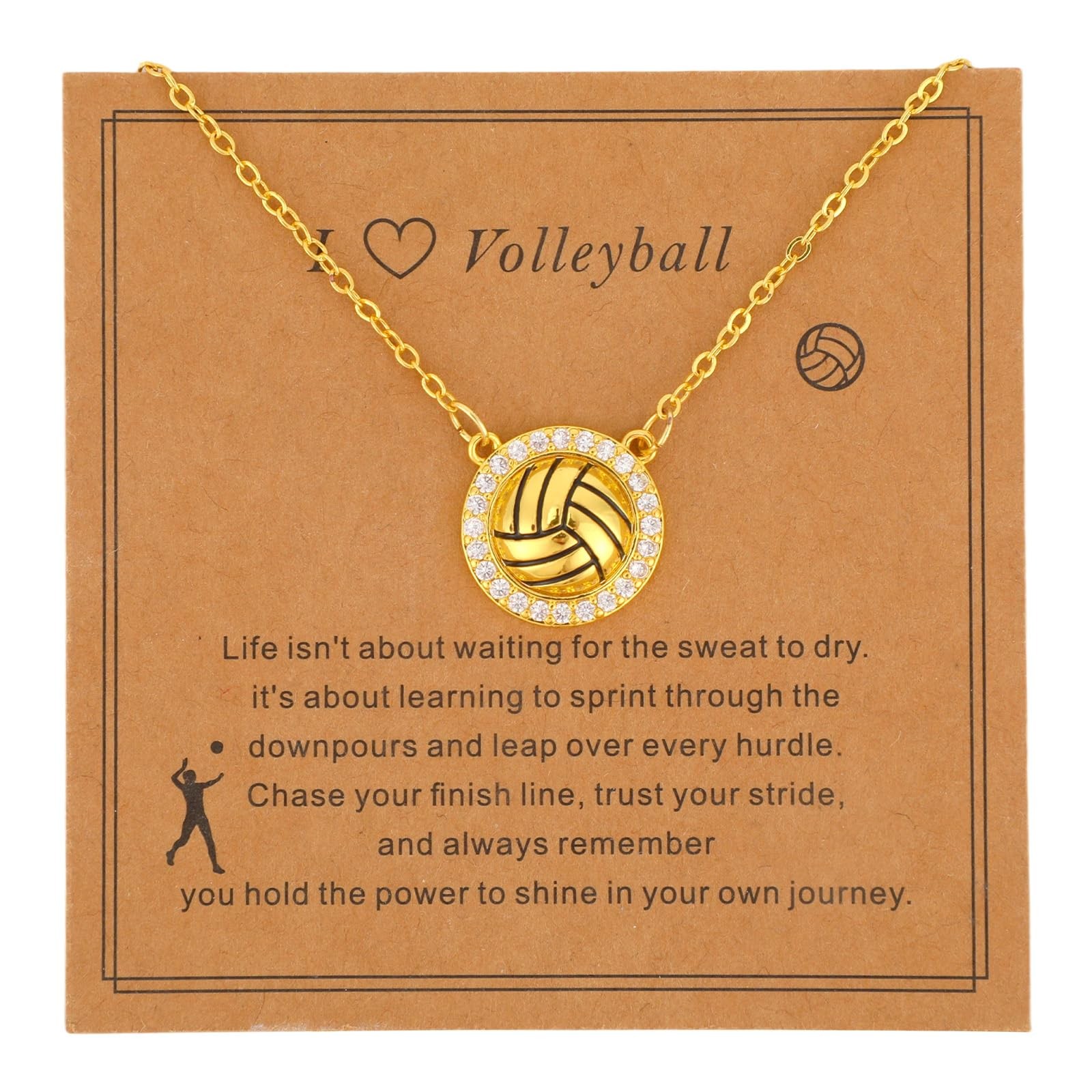 Sports Necklace, Stylish Gold Sports Theme Pendant Necklace with Card Dainty …