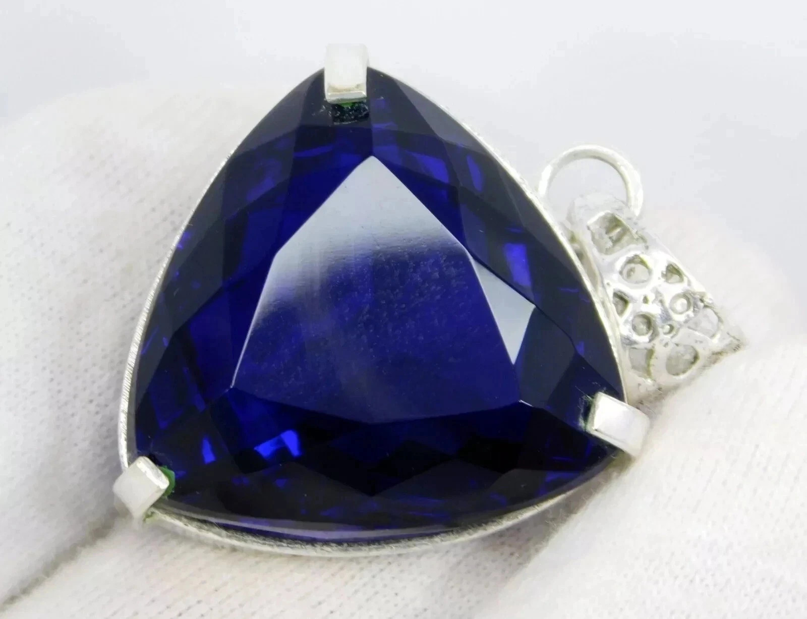 Natural Blue Topaz Pendant 65.80 Ct Trillion Cut 925 Sterling Silver MR Gems T02