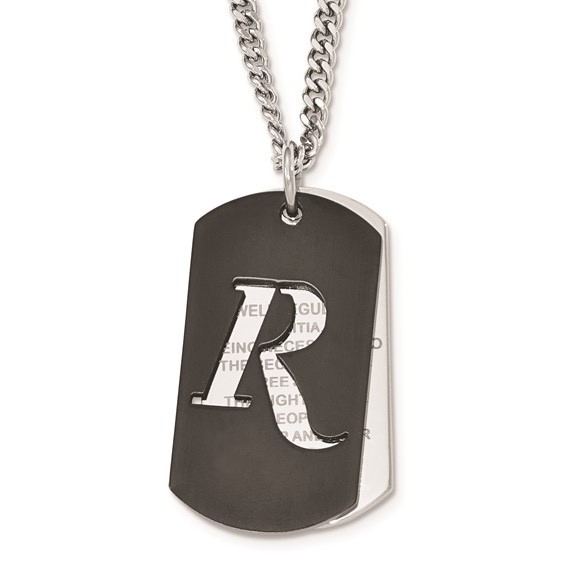 REMINGTON 2nd Amendment Stainless Steel Black IP Dog Tag Necklace Curb Chain