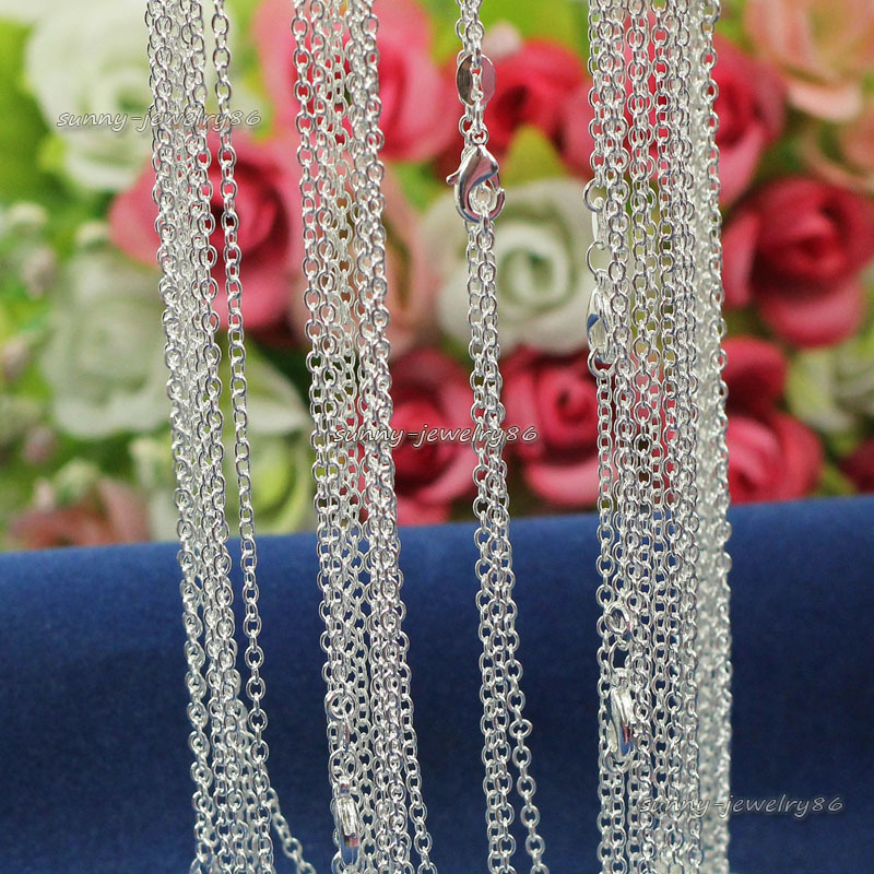 Wholesale 10pcs 2mm 925 Solid Sterling Silver Plated “O” Chain Necklace 16″-30″