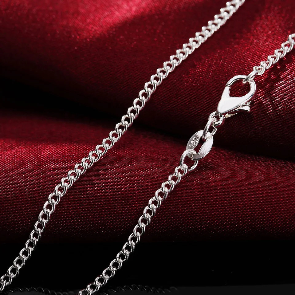 Link Chain Necklace 925 Sterling Silver 2mm 16-30in Adjustable Men Jewelry