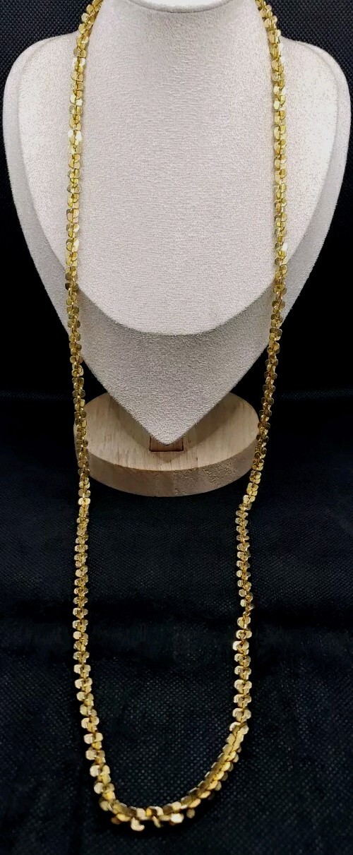 Unique Goldtone 36″ Margarita Link Chain Necklace Criss-cross Panel Chain