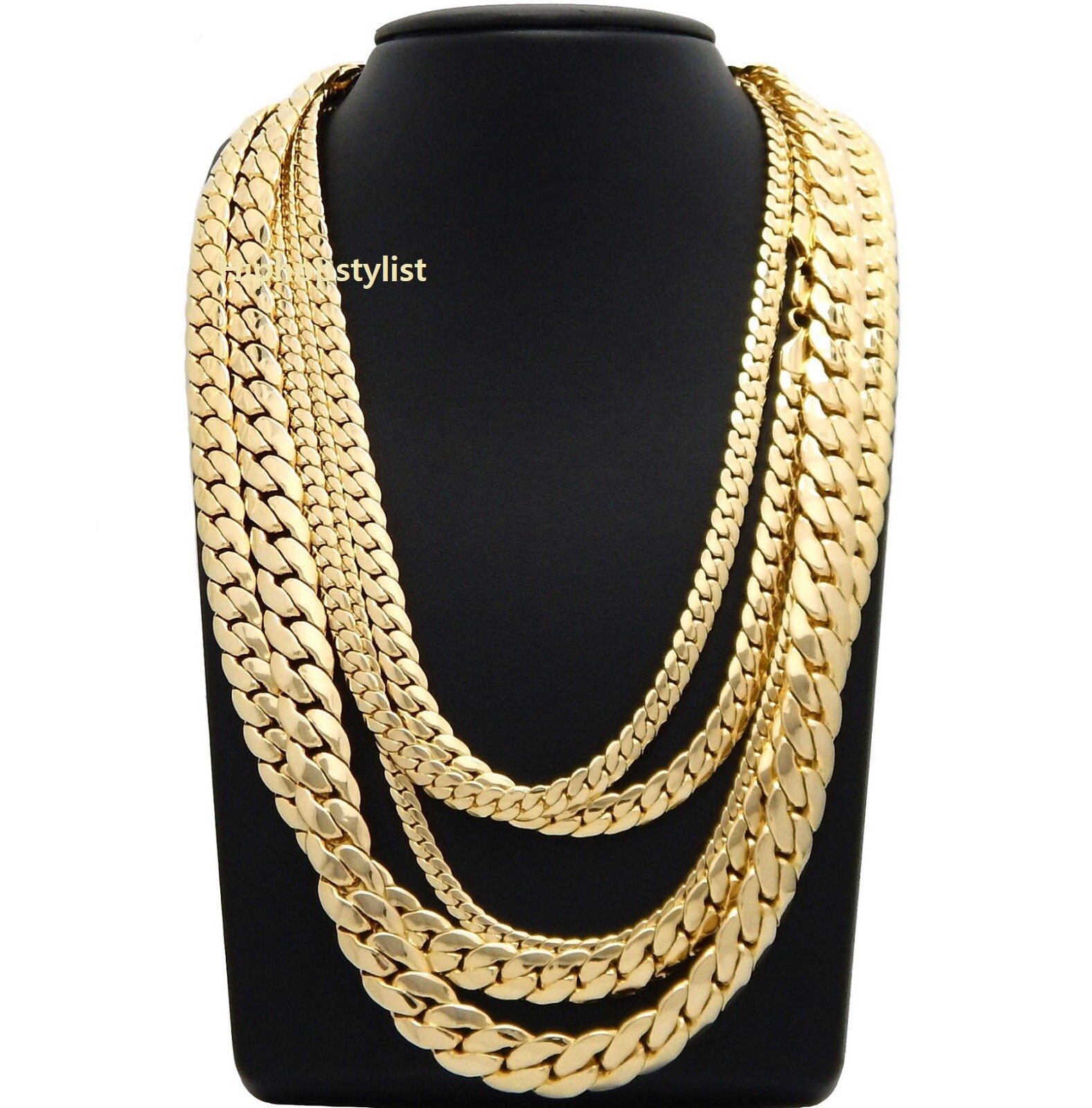 Mens Miami Cuban link Chain 4mm to 12mm 8″ 9″ 20″ 22″ 24″ 26″ 30″ Gold Plated