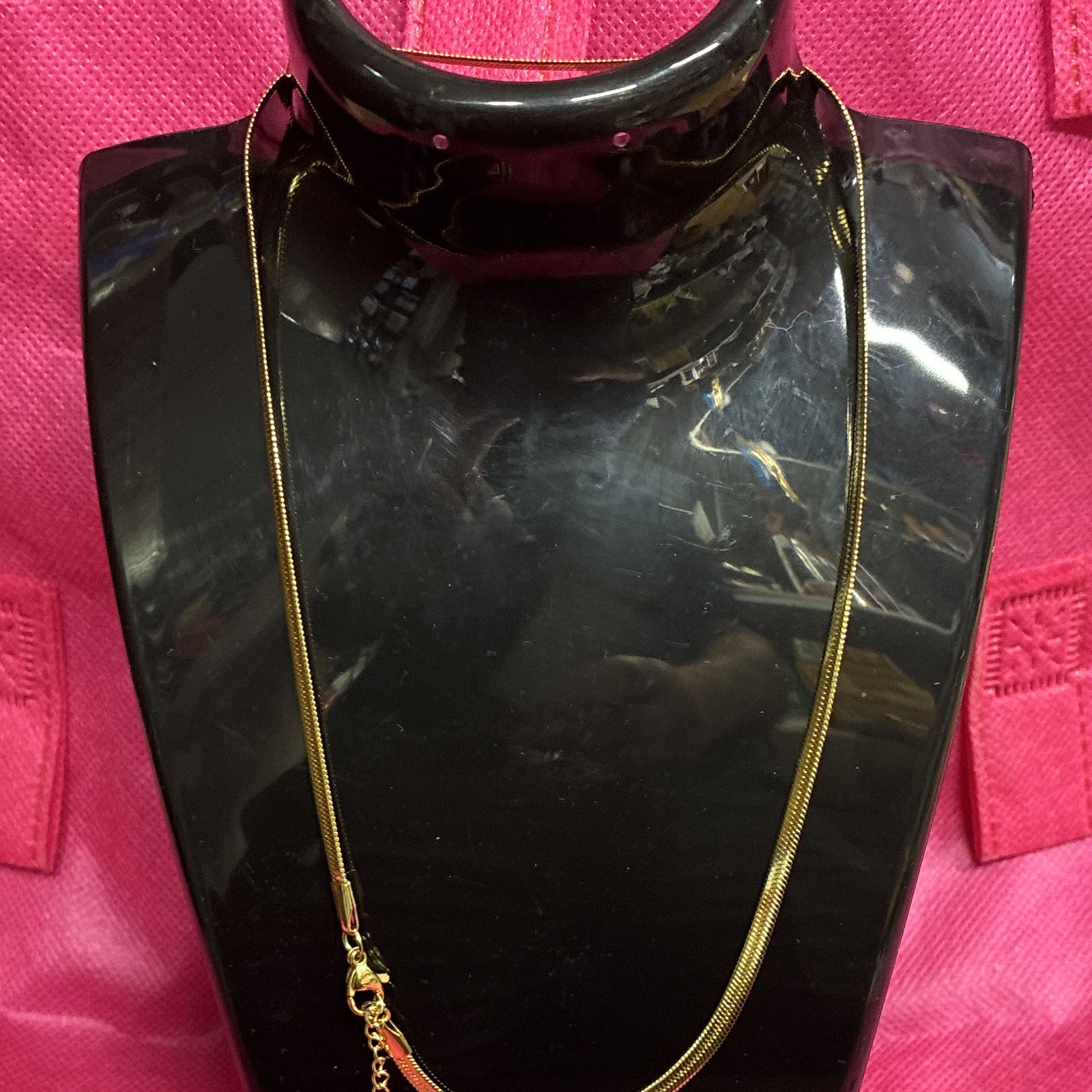 Gold Tone Metal Snake Chain Necklace Lobster Clasp No Stone 0 Gems Undated