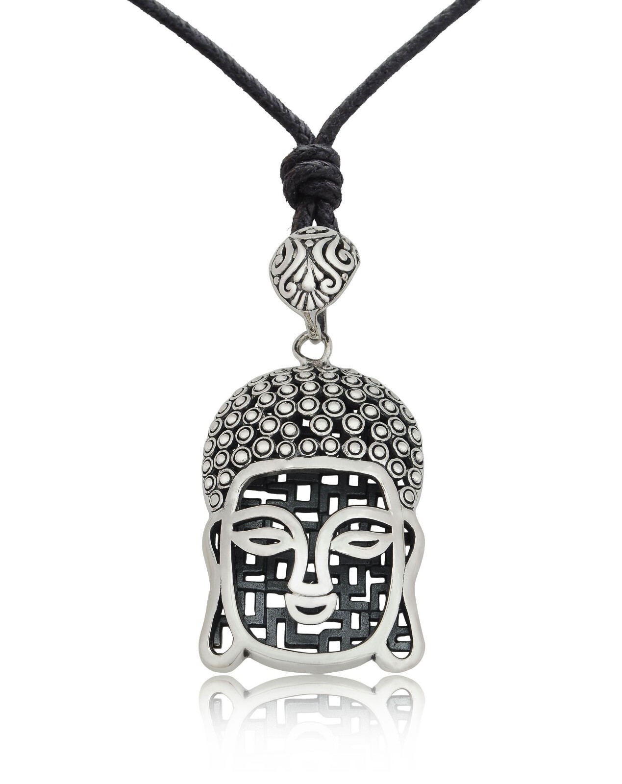 Tibetan Buddhist Buddha Head SterlingSilver Brass Charm Necklace Pendant Jewelry