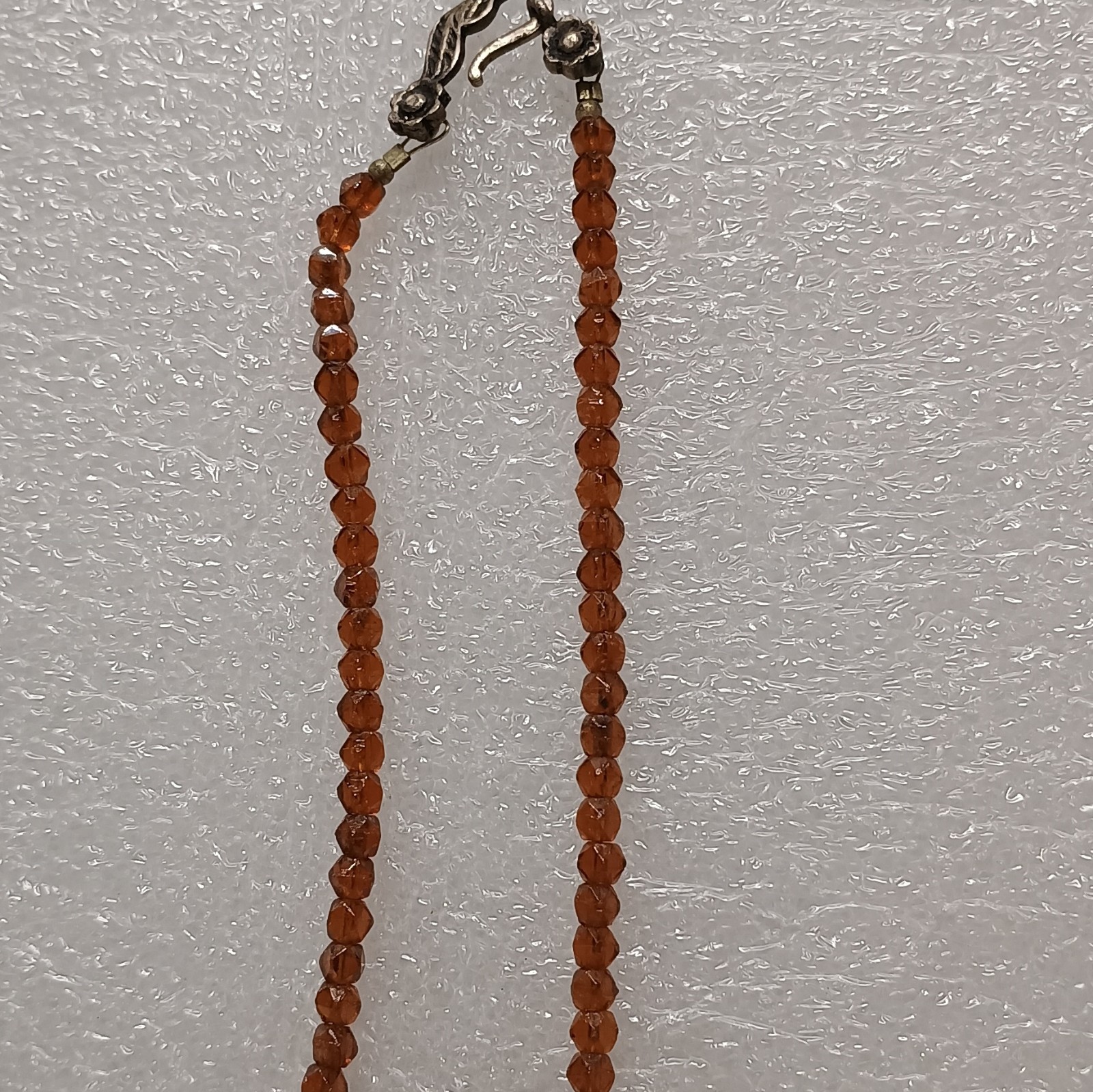 Amber Colored Teardrop Topaz/Tanzanite? W Beaded Chain w/ Hook Clasp Closure