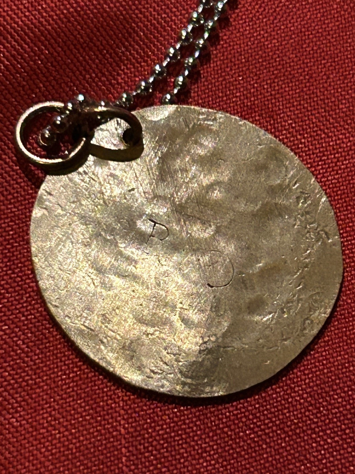 Great Britain half penny hammered copper pendant Necklace Ball/Bead Chain