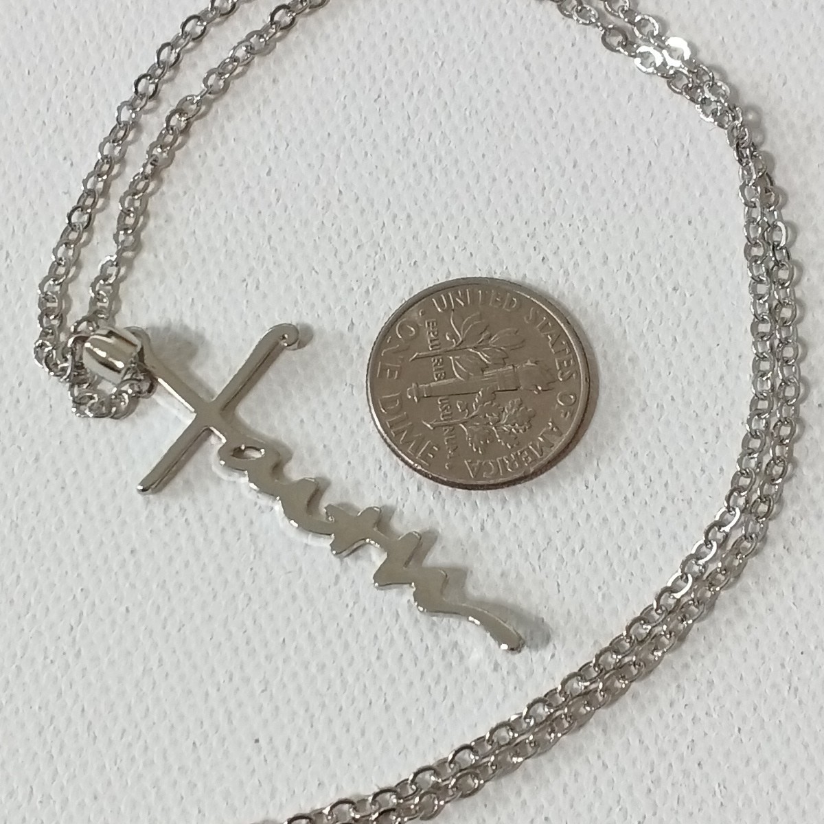 NWOT faith pendant One size Necklace Brass plated silver 18 in Length