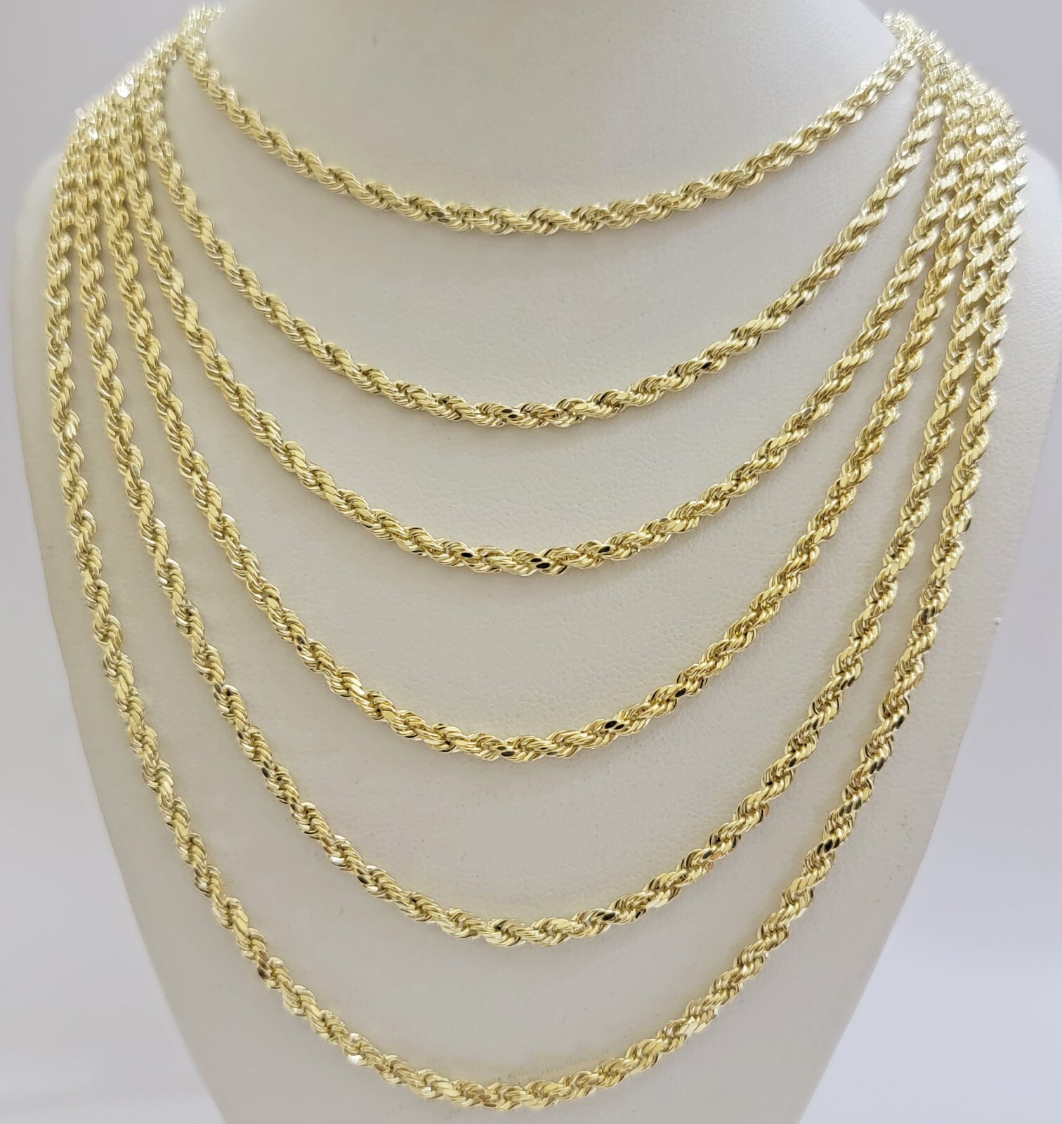 Real 14k Yellow Gold Rope chain necklace 2.5mm 3mm 4mm 5mm 18-26 Inch Men women.
