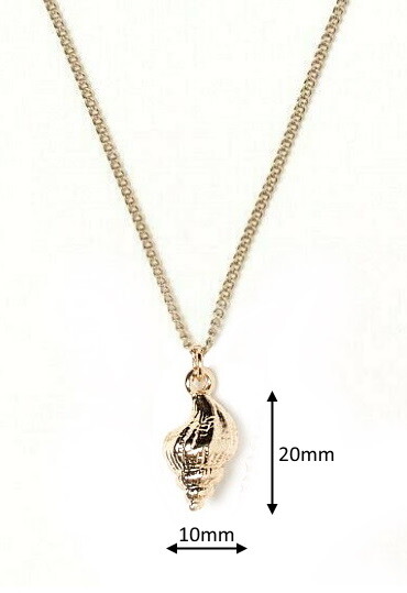 PENDANT NECKLACE Seashell CONCH SHELL Charm 46cm Adjustable GOLD TONE Chain