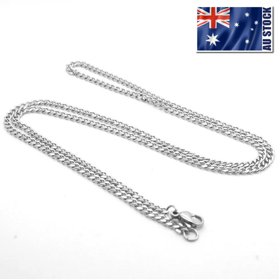 Wholesale 316L Stainless Steel 3MM Flat Curb Link Necklace NK Chain For Pendants