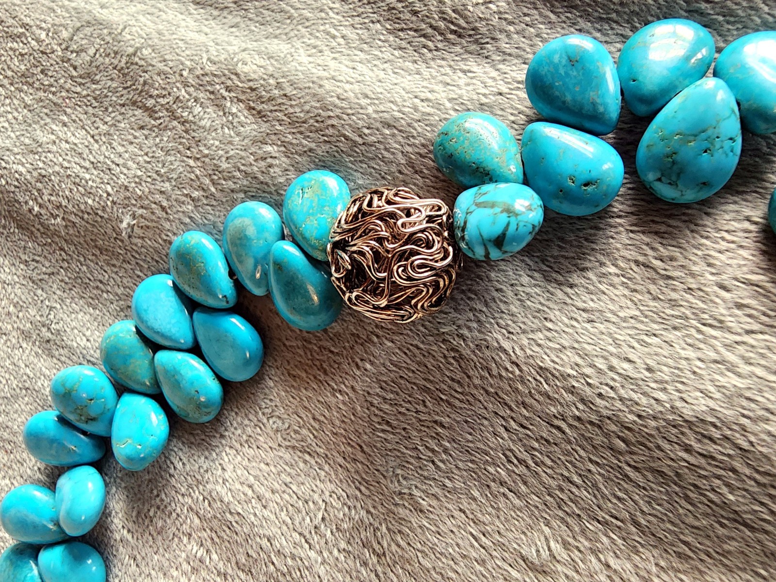 Genuine Turquoise Nugget Necklace Sterling Silver Toggle Clasp Southwestern Styl
