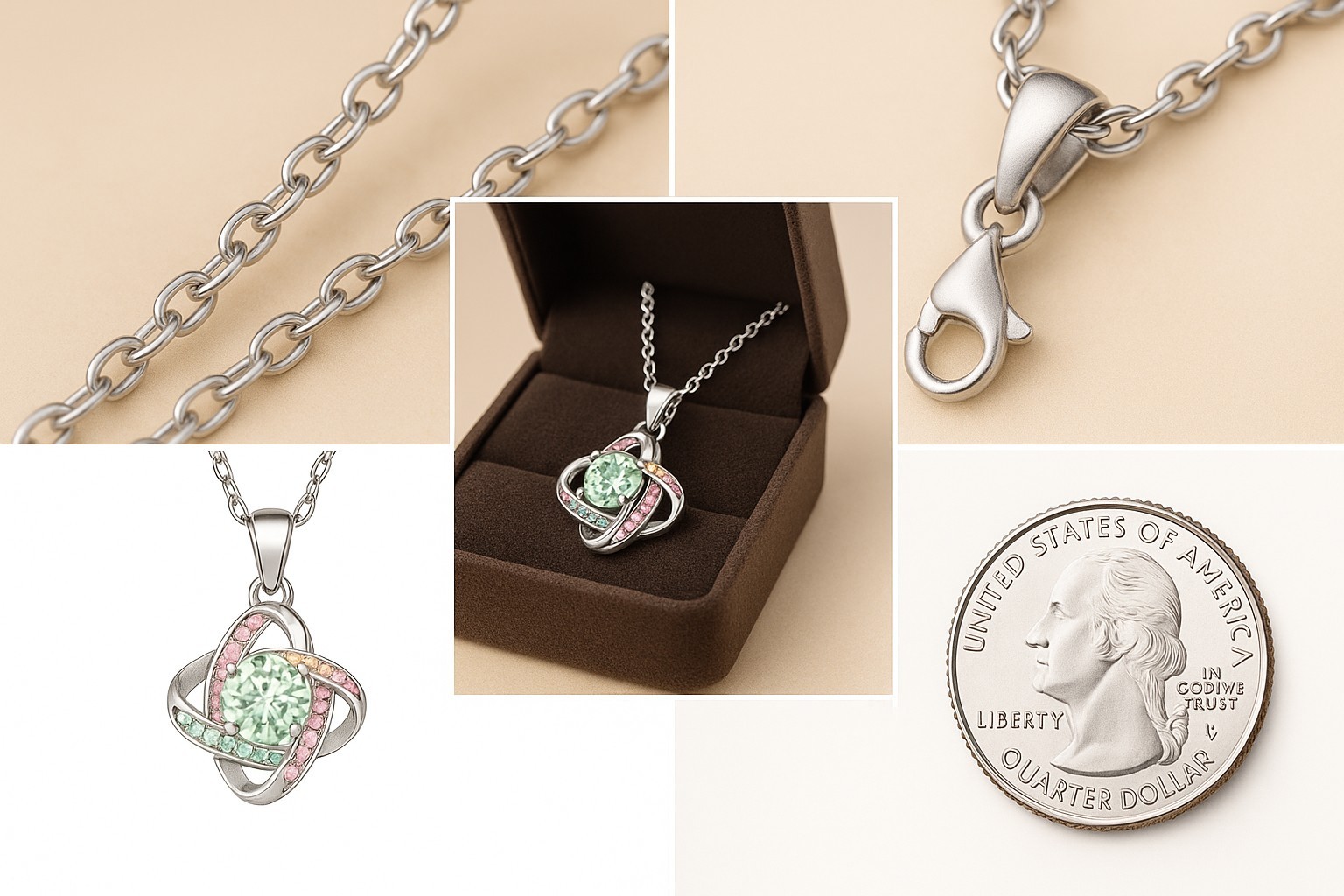 Infinity Knot Pendant Necklace Mint Green Crystal Multicolor Love Knot Jewelry