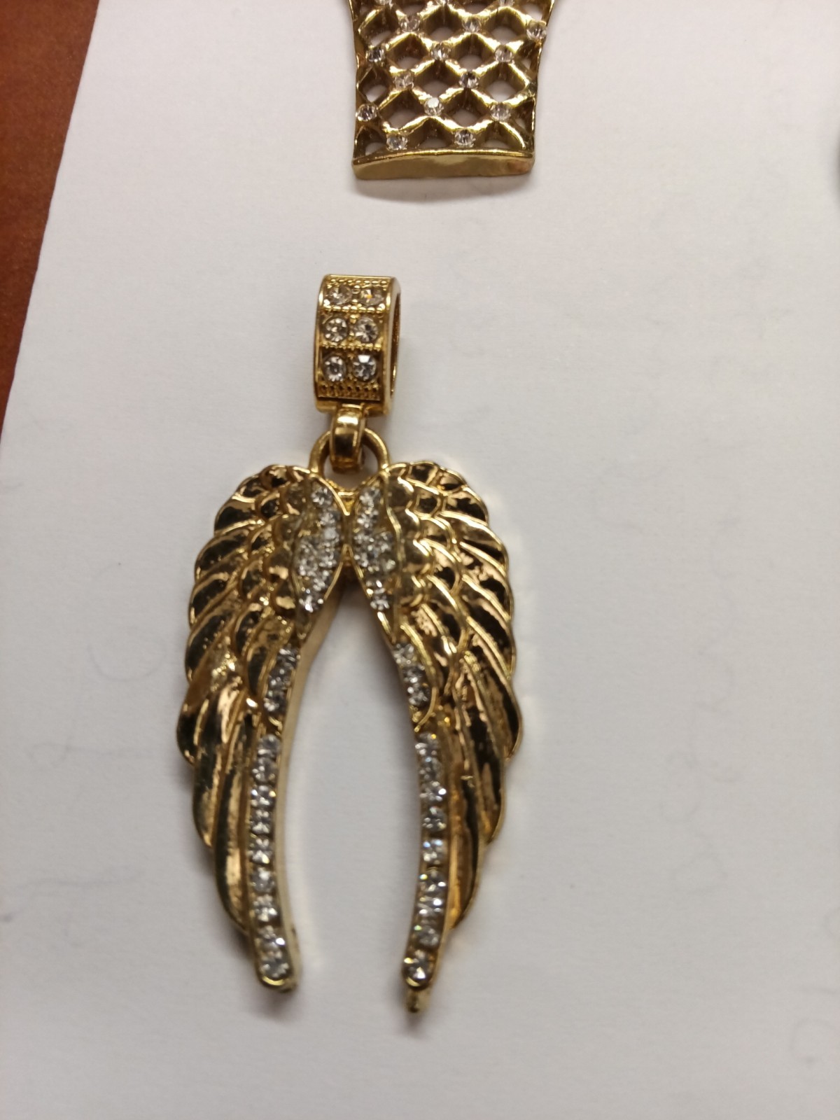 Mixed Gold & Silver Tone Pavé Clear Stone Charm Pendant Lot Of 7, Angels/Sports