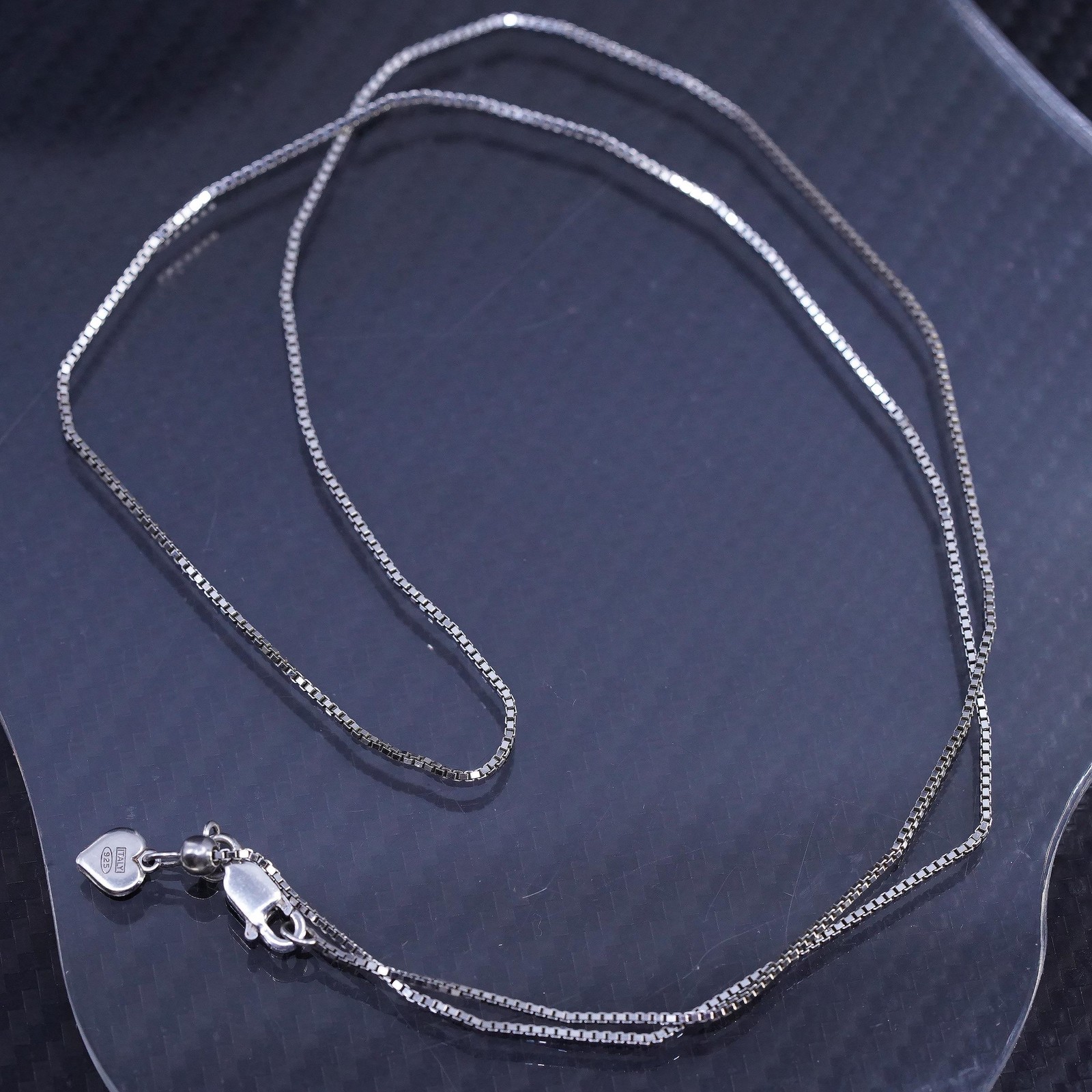 22” 1.6mm, vintage sterling silver 925 box chain necklace