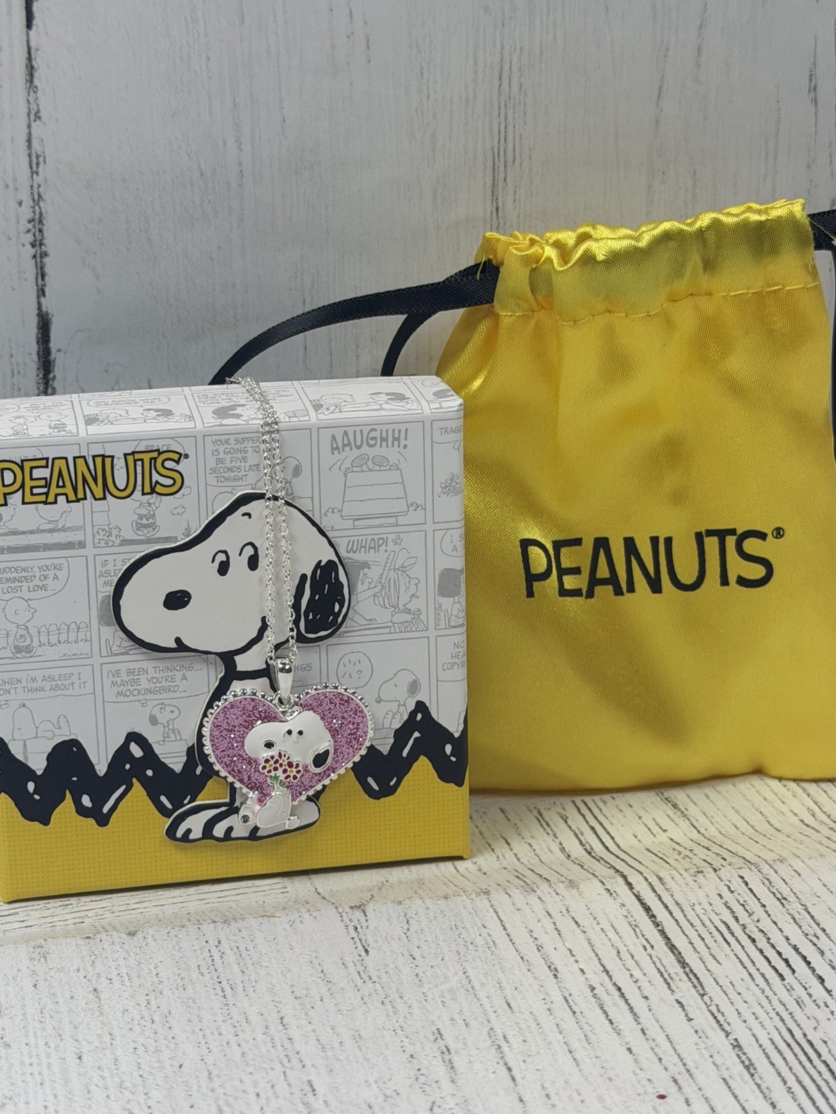 Peanuts Snoopy Heart & Flowers Pendant Necklace | Valentine’s Day Jewelry
