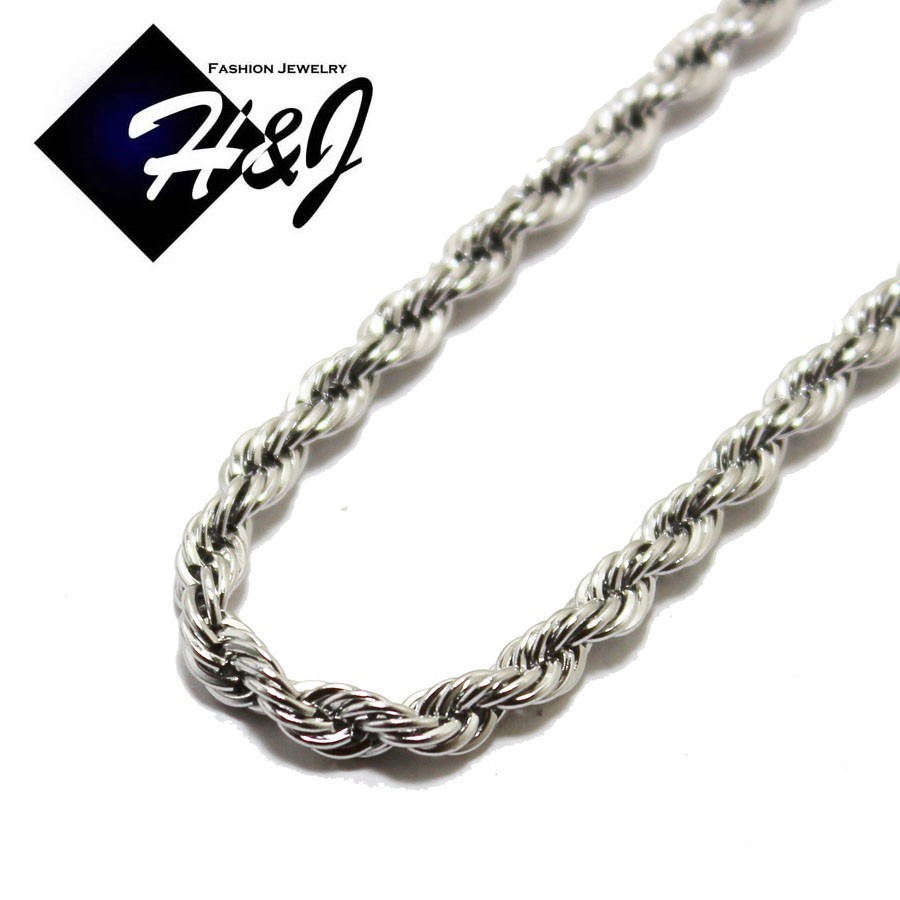 MEN’s Stainless Steel 3.5mm Silver Smooth Rope Link Chain Necklace*18″20″24″30″