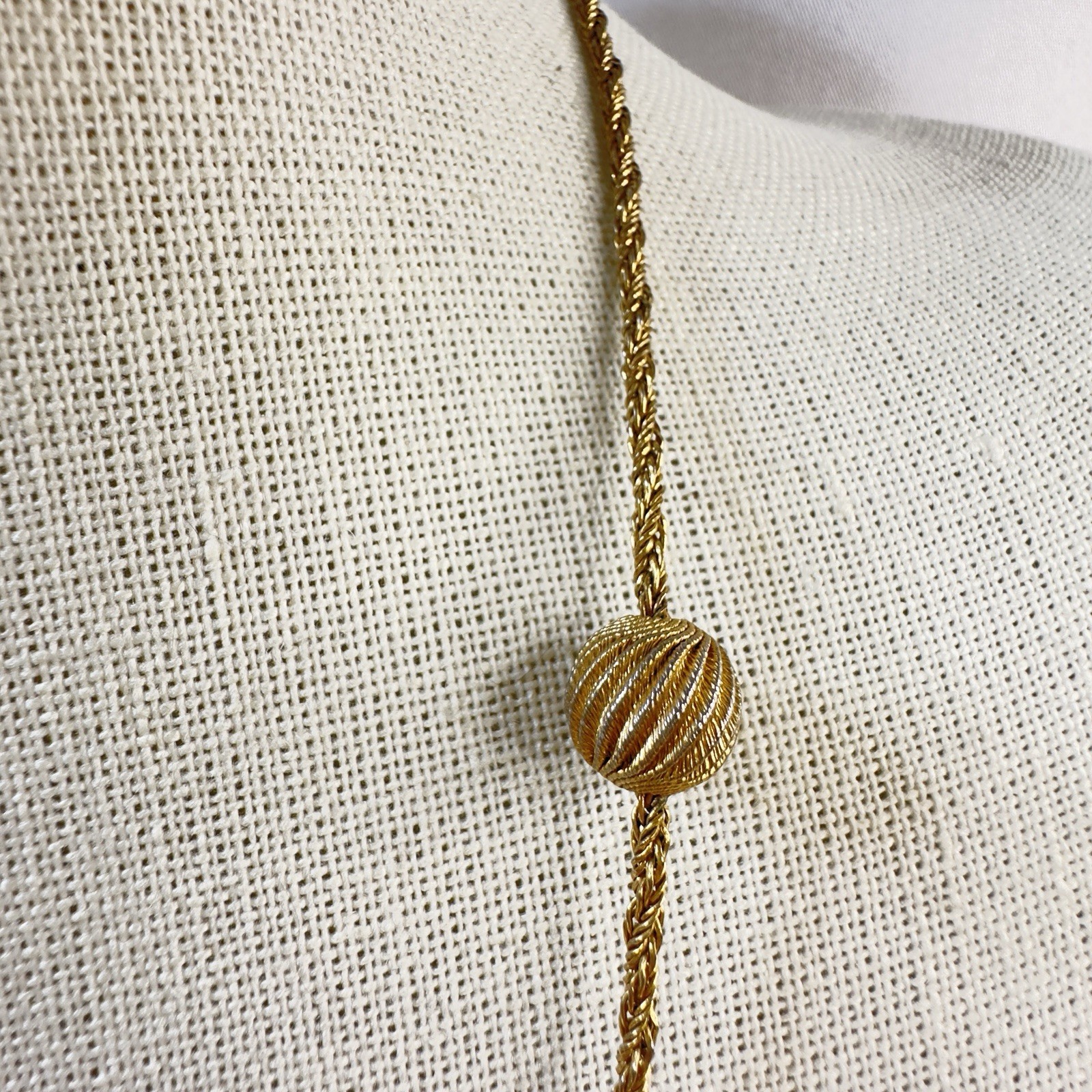 Vintage Grosse Germany 1960 Antique Gold Tone Chain Necklace with Balls 30″