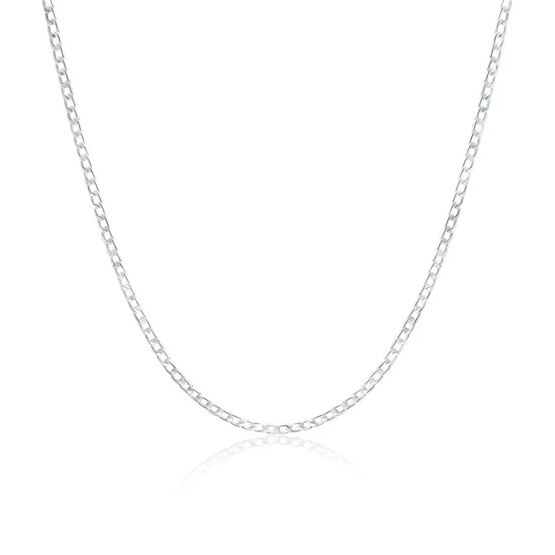 Sterling Silver Necklace 925 Solid 2-12mm Face Chain Lobster Clasp Men Jewelry