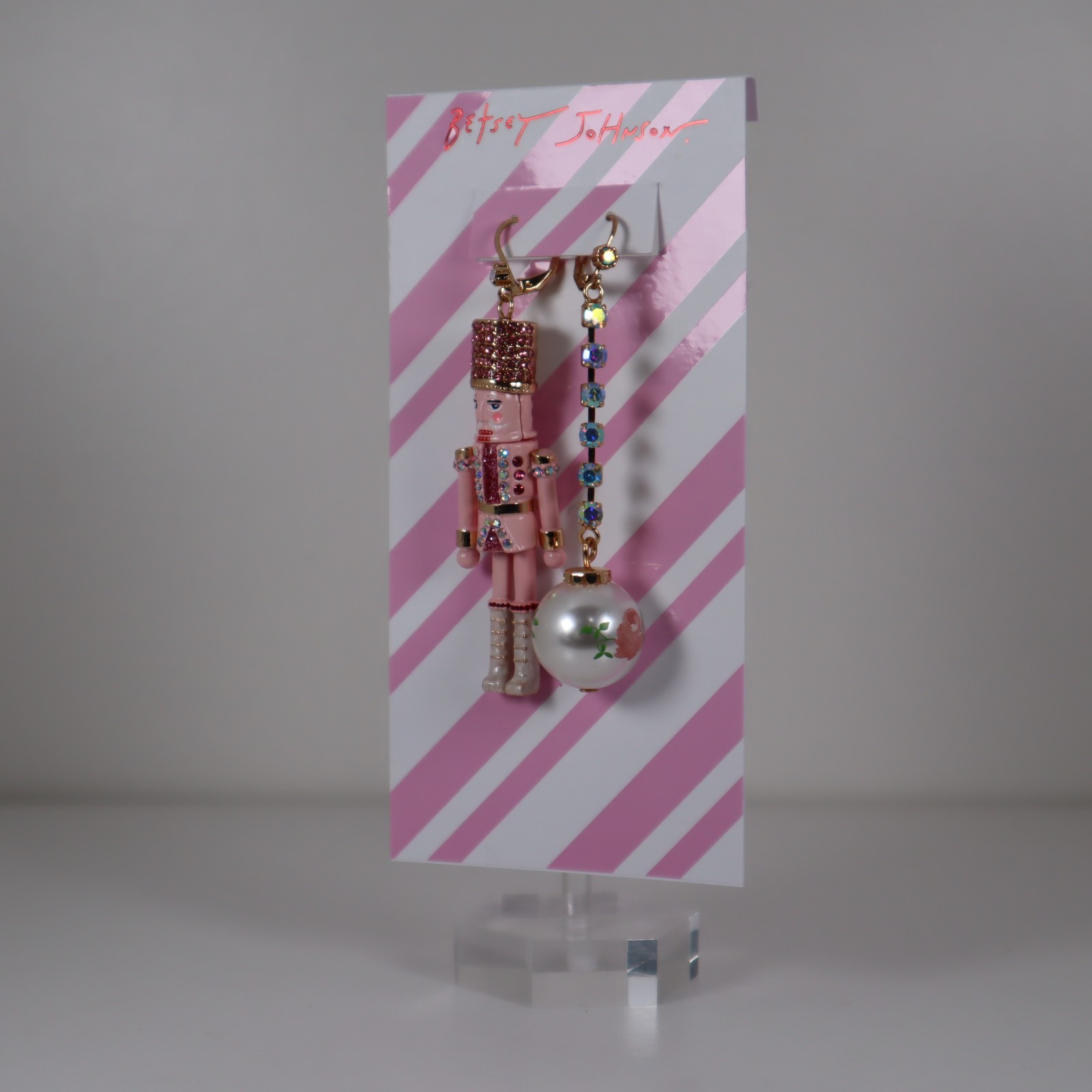 BETSEY JOHNSON Christmas Pink Nutcracker Earrings and Pendant Necklace Bundle