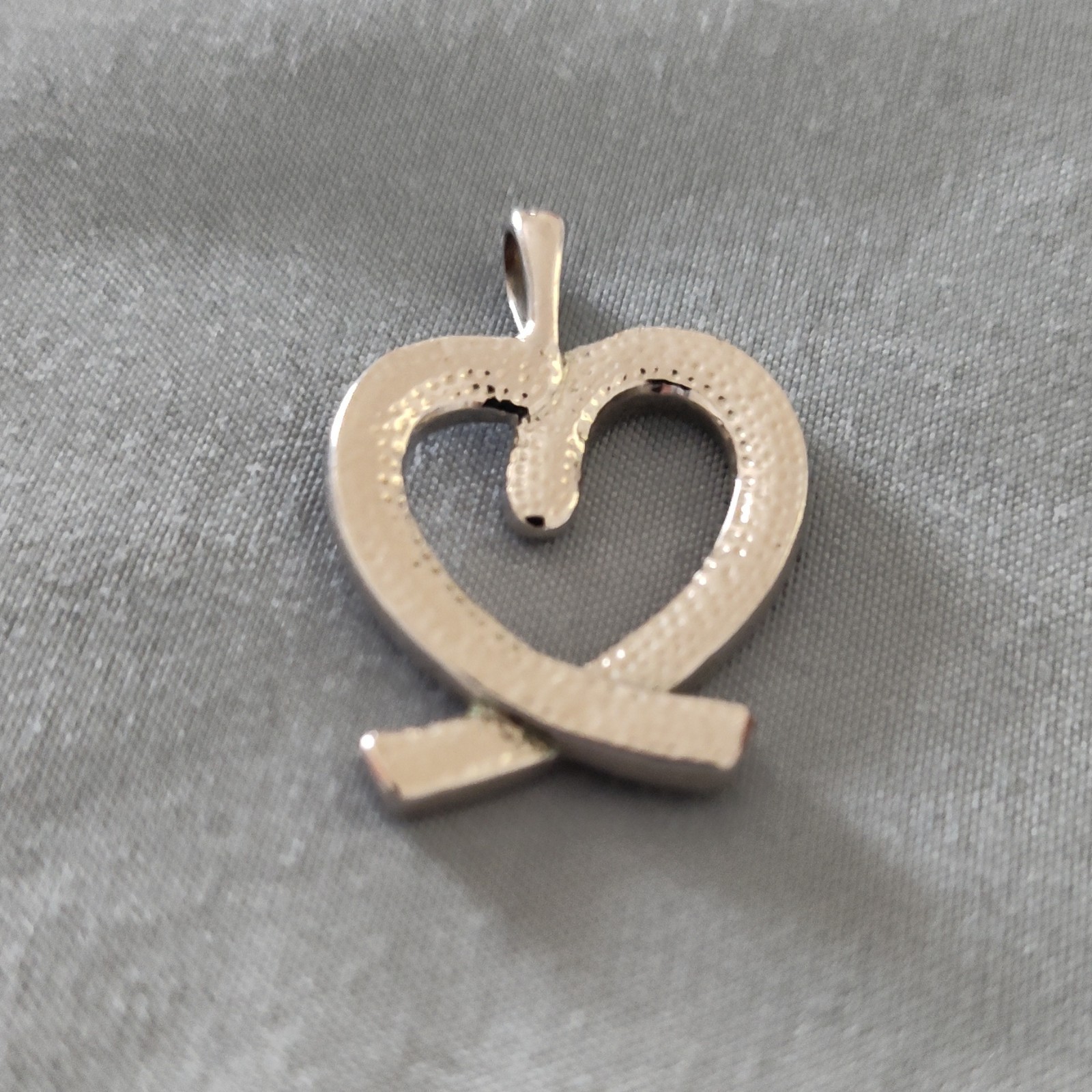 silver tone heart charm pendant pavé round crystal white/colorless love theme