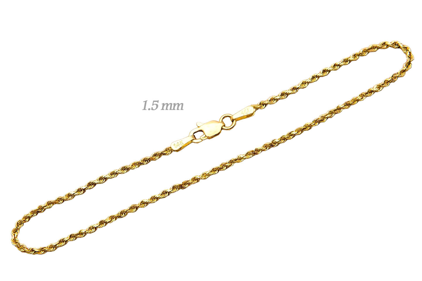14k Solid Yellow Gold Rope Chain Necklace Bracelet 1mm-10mm Men Women Sz 7″-30″