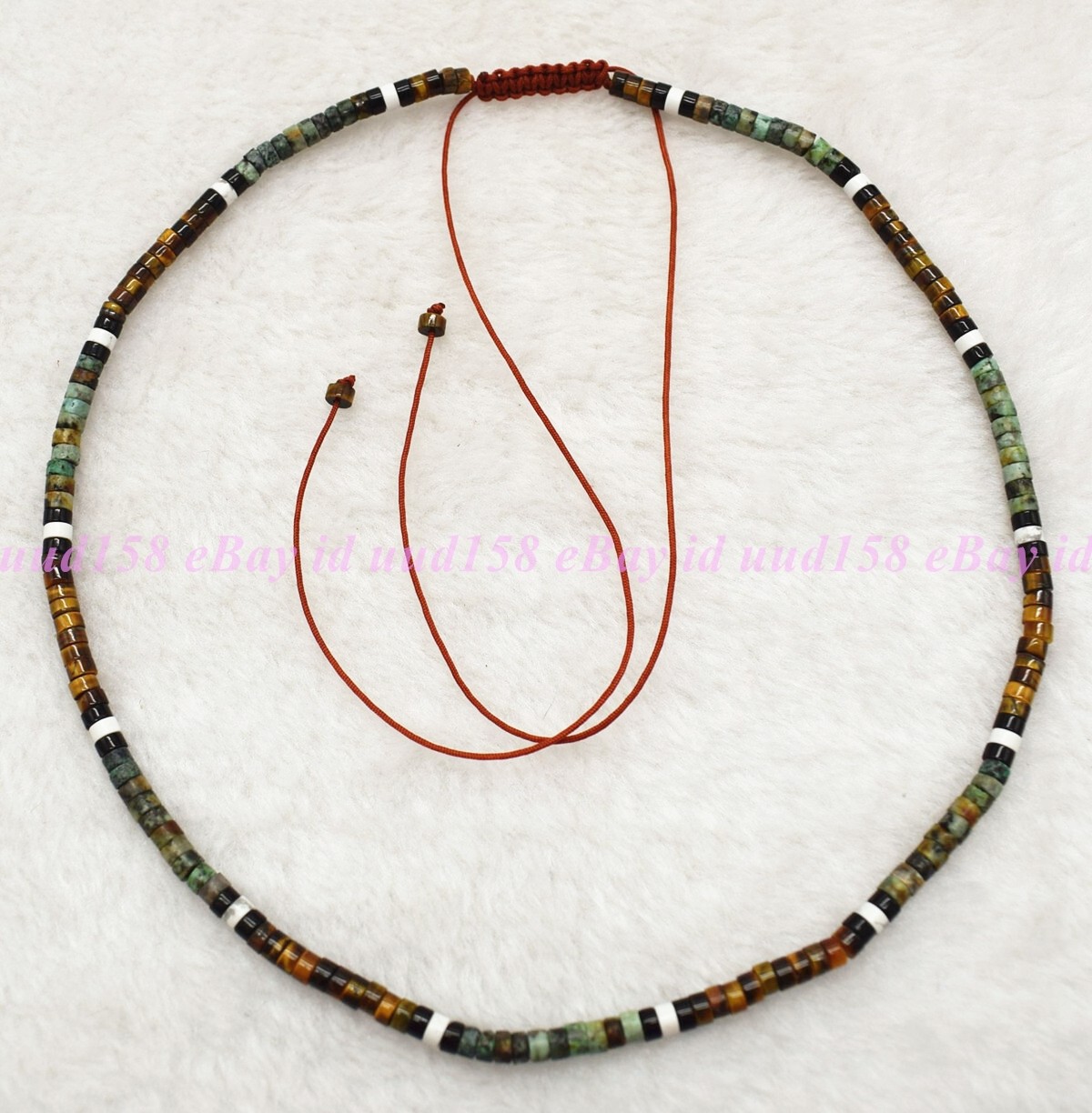 African Turquoise & Tiger Eye Beads Gemstone Healing Dainty Women Men Necklace