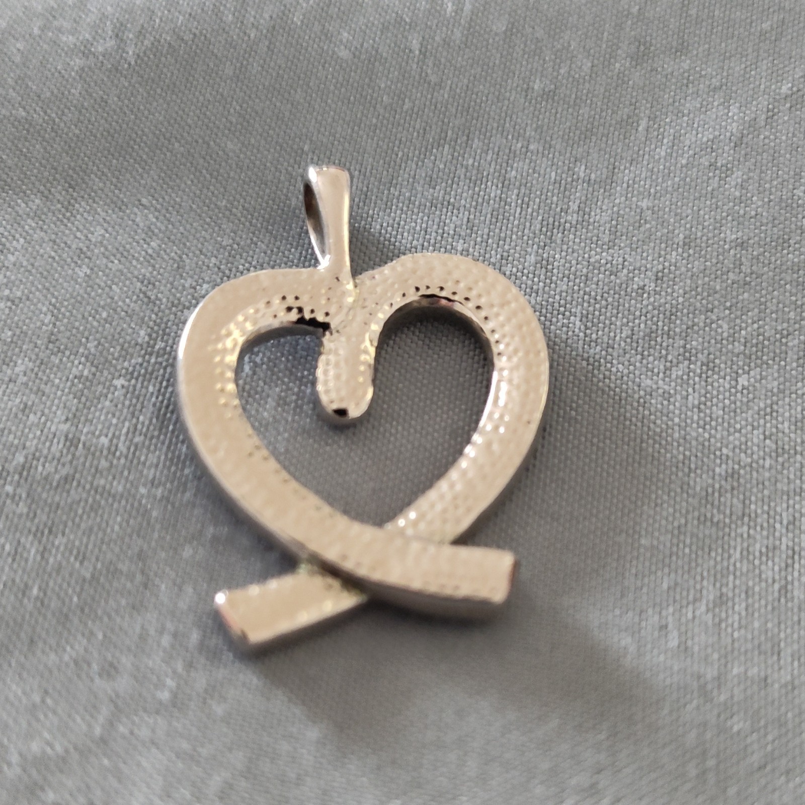 silver tone heart charm pendant pavé round crystal white/colorless love theme