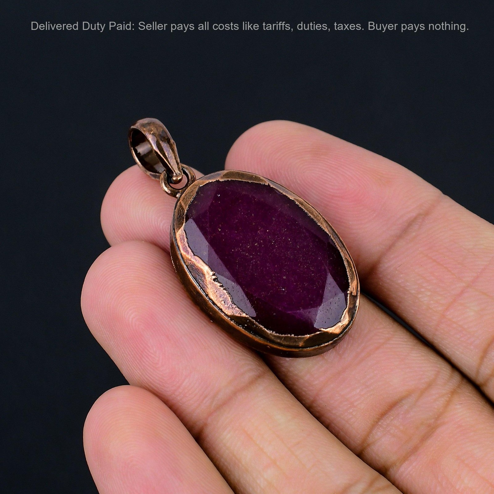Copper Natural Kashmir Rubi New Electroformed Sister Handcrafted Pendant Jewelry