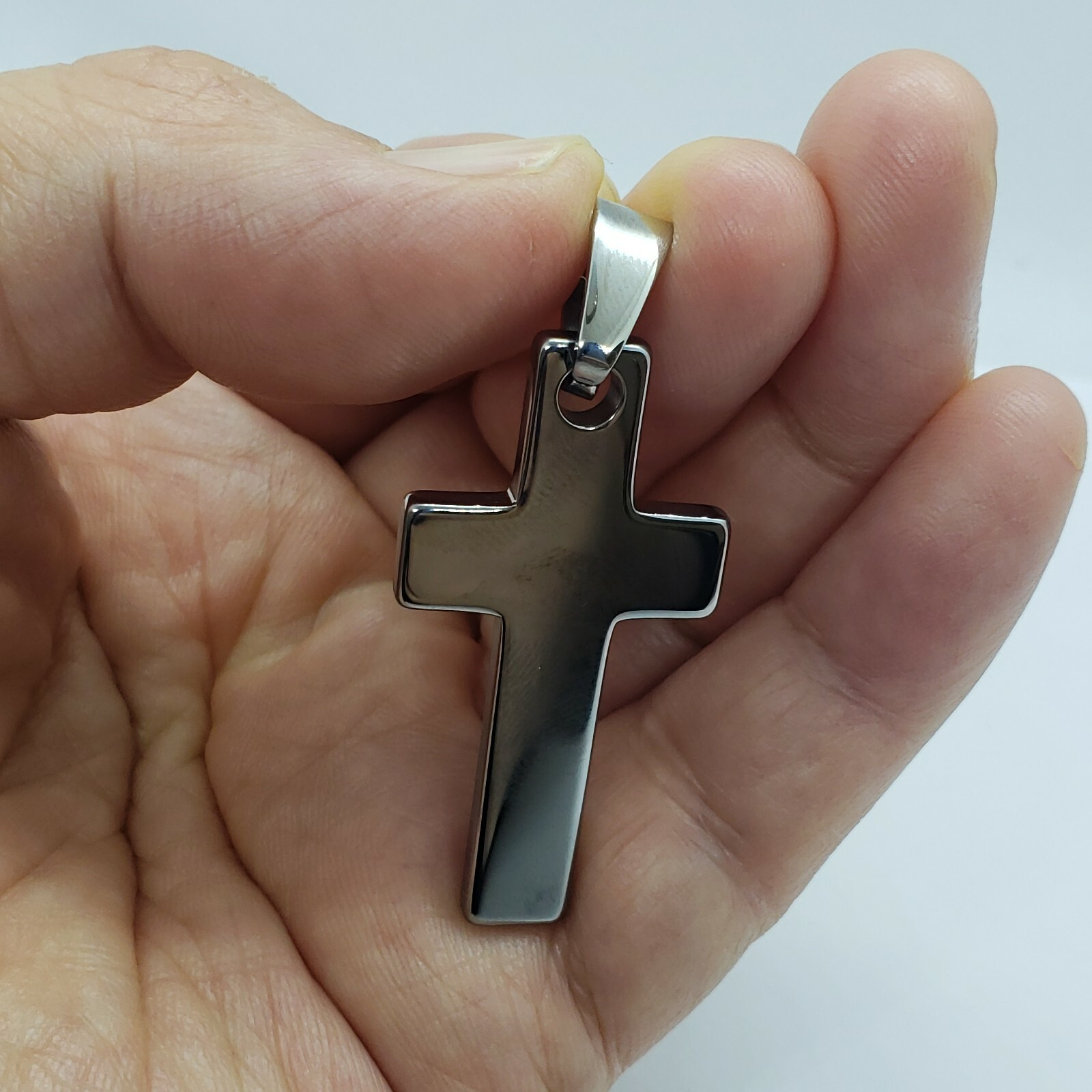 Tungsten Carbide High Polished Cross Pendant Excellent Quality 1 5/8 inches Long