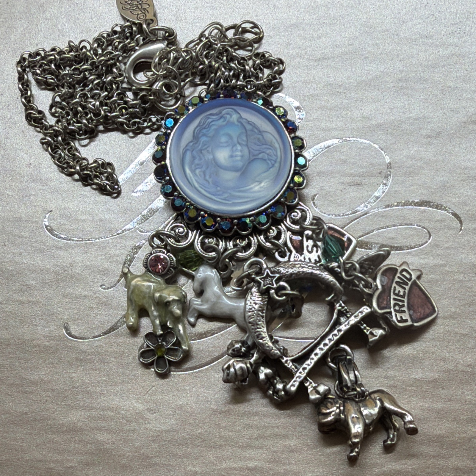 BEAUTIFUL Kirk’s Folly Rainbow Bridge Dream Angel Drop Necklace W/Box! 17-20”!