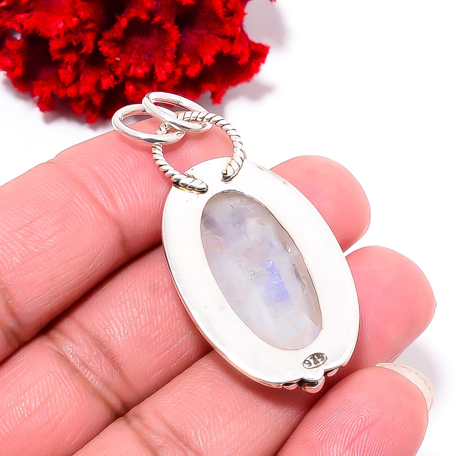 Rainbow Moonstone – India Handmade 925 Sterling Silver Pendant 1.83 P99868