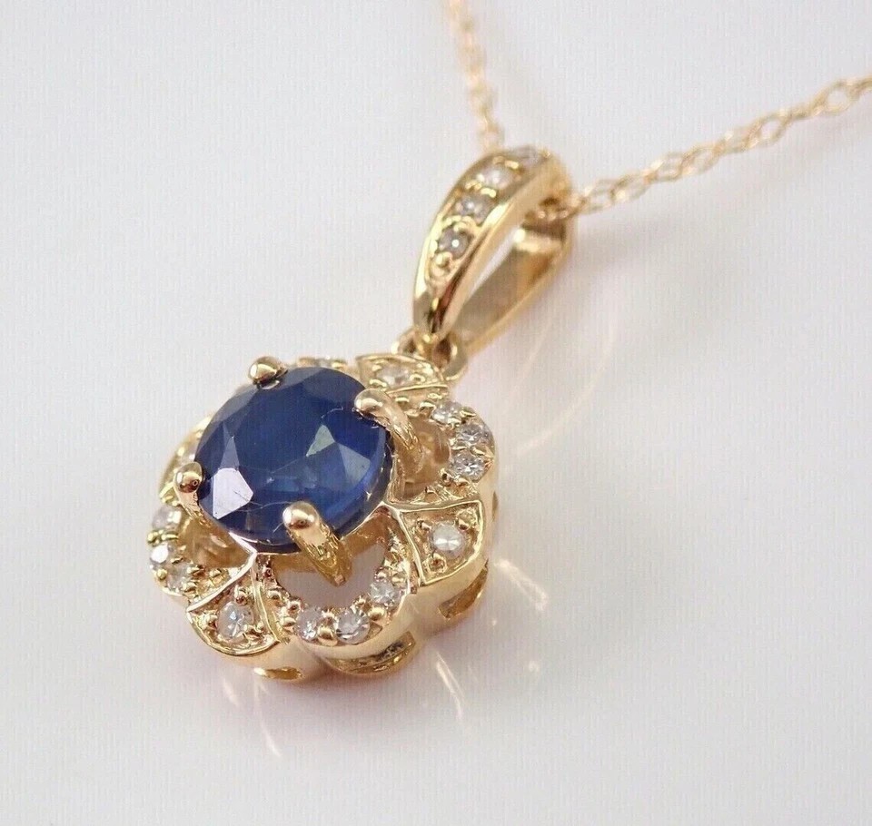 2Ct Round Cut Simulated Blue Sapphire Stunning Pendant In 14k Yellow Gold Plated
