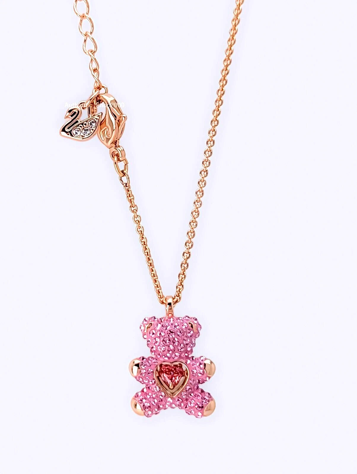 NEW SWAROVSKI RG Pink Heart Teddy Bear Pendant Necklace 5642976