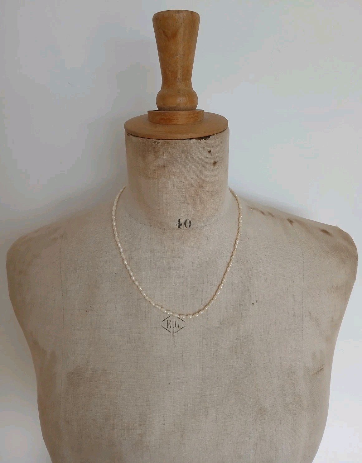GOLD PLATED STERLING SILVER & WHITE SEED PEARL NECKLACE -HALLMARKED JKa -18 INCH