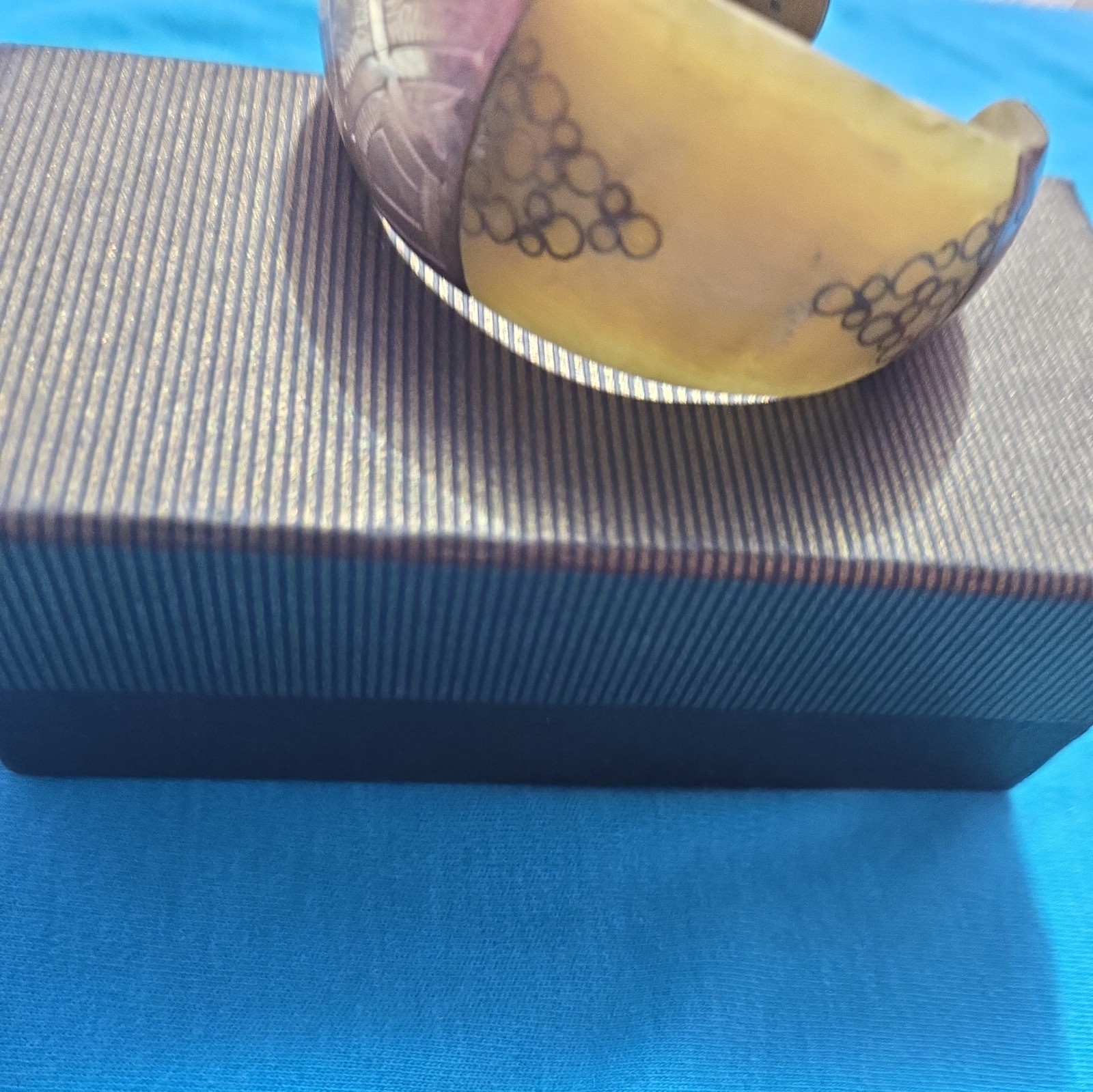 Sterling Silver 925With Design Sage Green Color Ivory Cuff Bracelet size 7