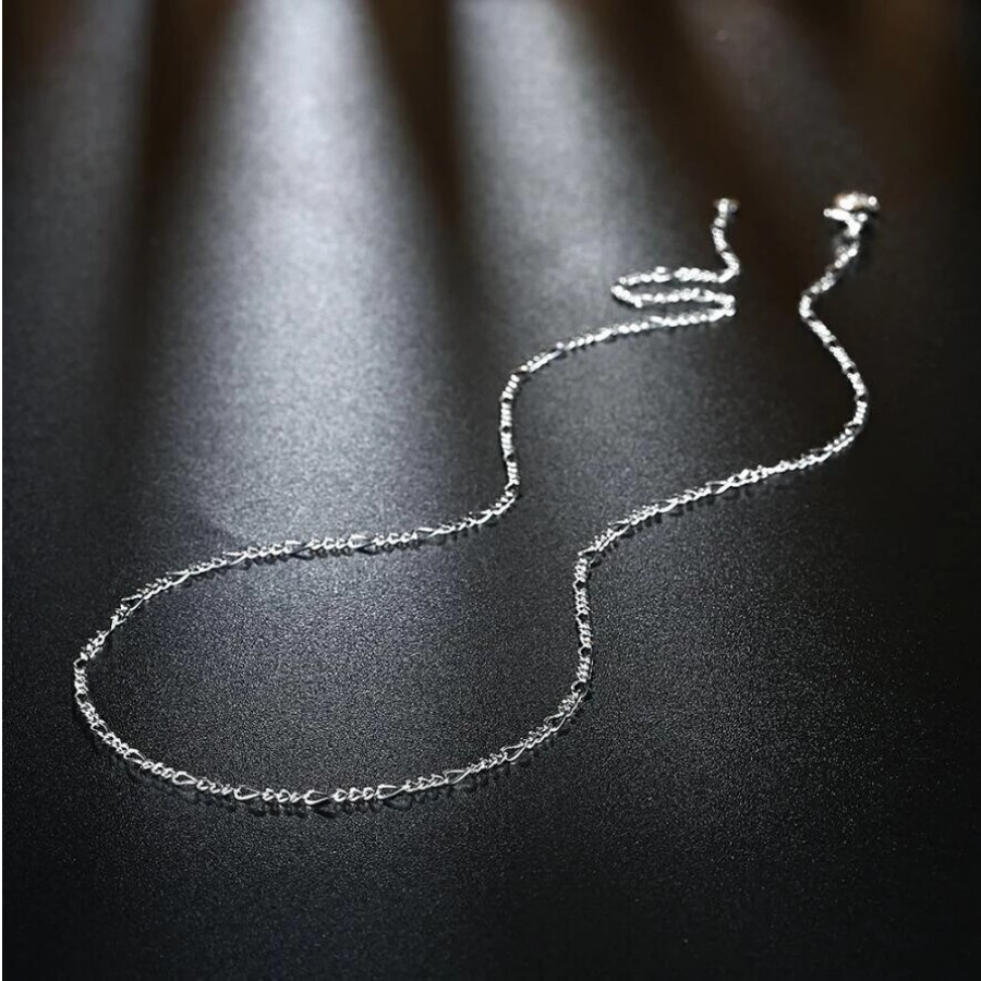 LOT OF TEN (10) Italian 2mm Figaro 20 Inch Flat Chain Necklaces Sterling Silver