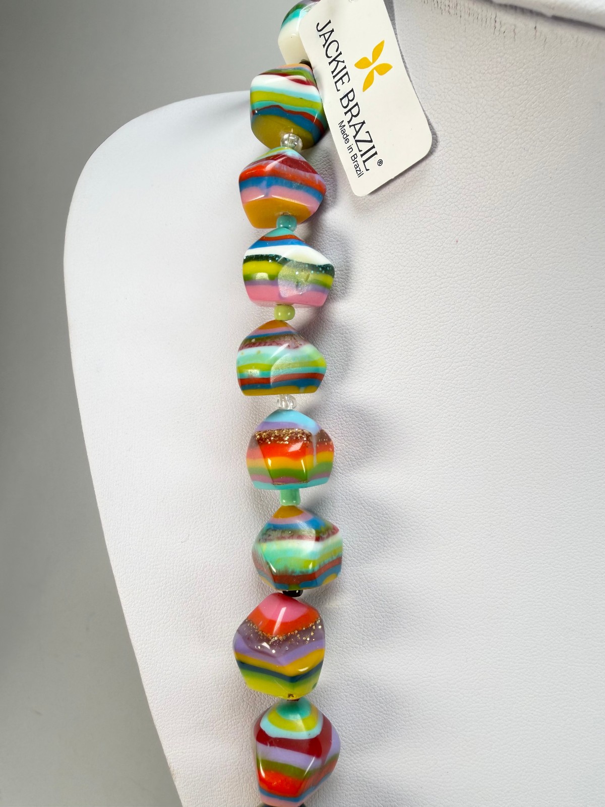 Jackie Brazil “Camille Liquorice Stripes x Kandinsky Small Stones 110cm Necklace