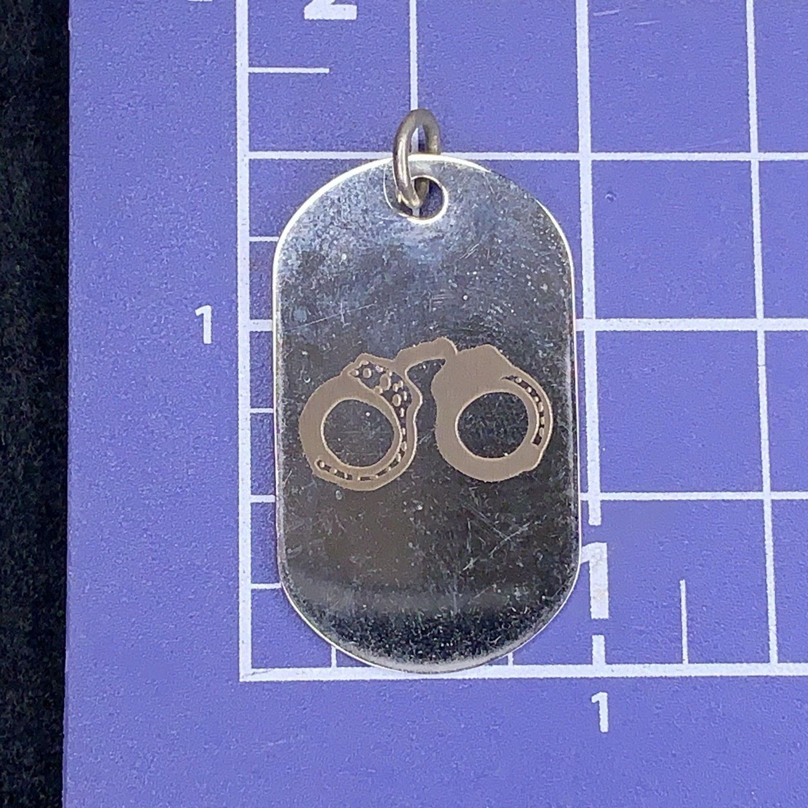 Silver Hand Cuff Pendant Dog Tag Style Adult Unisex Goth Punk