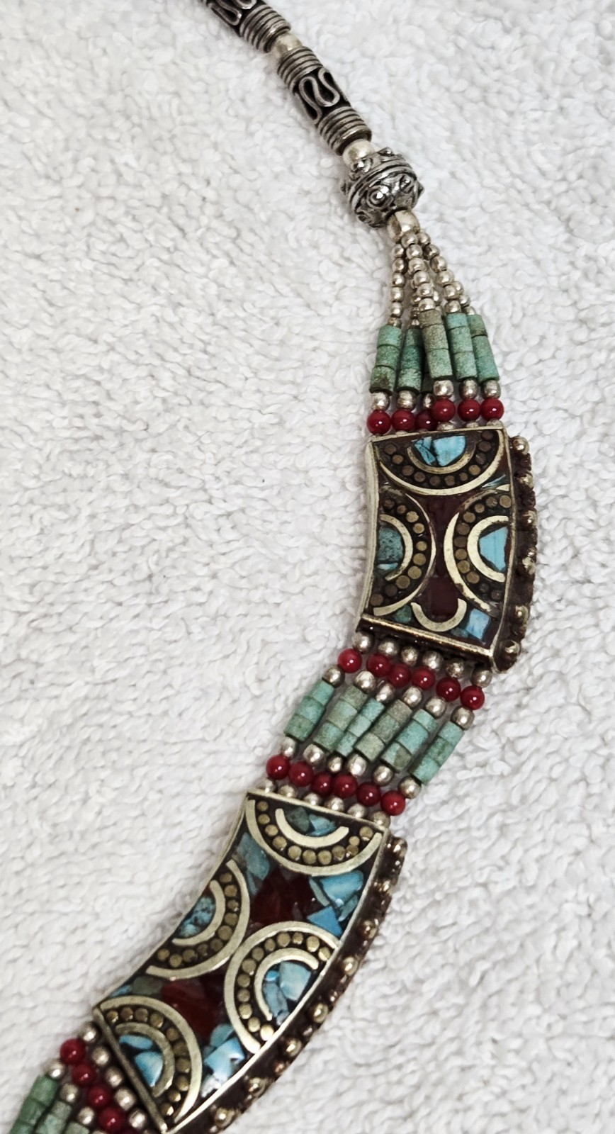 Vintage Nepal Tibetan Necklace Turquoise Tibetan Ethnic Coral Statement Piece